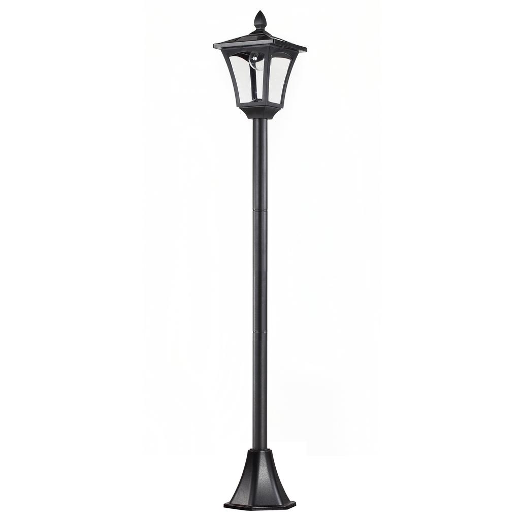 Outdoor Garden Solar Post Lamp Sensor Dimmable LED Lantern Bollard Pathway 1.6M Tall, Black