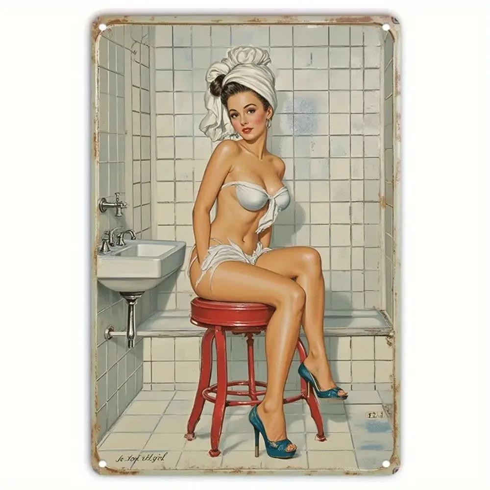Retro PinUp Girl Metal Wall Sign Vintage Home Bar Cafe Decor