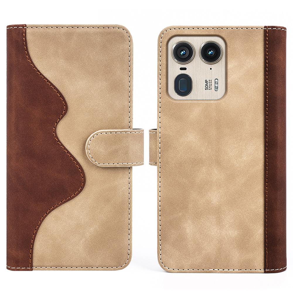 

For Motorola Edge 50 Ultra 5G/Moto X50 Ultra 5G Case Flip Folio Wallet Leather Phone Cover Splicing Color Yellow