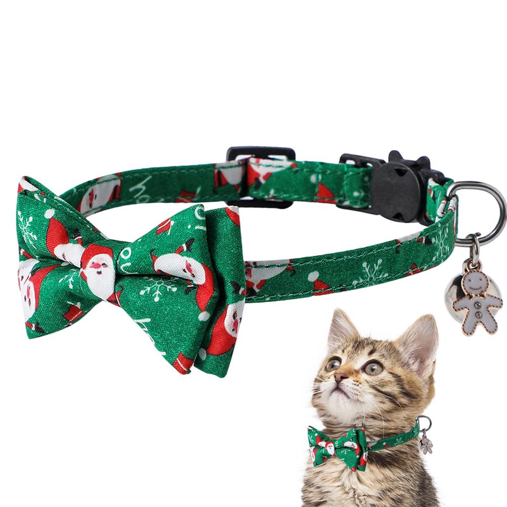 Christmas Cat Collar Breakaway Kitten Collar With Bell Adjustable Snowflake Bow Christmas Collars For Cat Thanksgiving Day