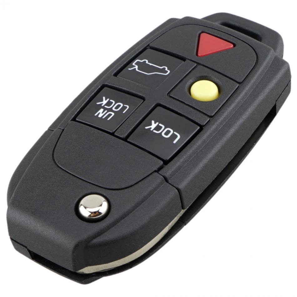 5 Knoppen Flip Afstandsbediening Sleutelhoesje FOB Vervanging Geschikt voor VOLVO S60 2000-2009 / S80 1999-2006 /V70 2000-2007 XC90 2002-2013 AutosleutelGoed product