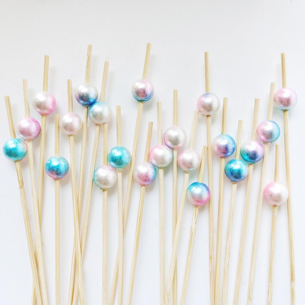 100/50 Pezzi Spiedini Usa e Getta in Bambù Bianco Perla per Matrimonio, Stuzzicadenti in Legno per Cocktail, Spiedini Forchetta per Frutta e Snack, Stoviglie per Feste di Matrimonio