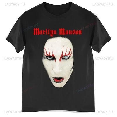 Close-Up Adult T-Shirt Marilyn Manson Retro Washing Summer Men Homme Unisex Tee Tops Frog Drift Fashion Wear Streetwear T Shirt