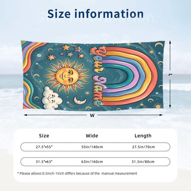 Fantasy Magic Theme Beach Towel Personalized Custom Name & Text Soft Quick Dry Beach Towel for Swimming Travel