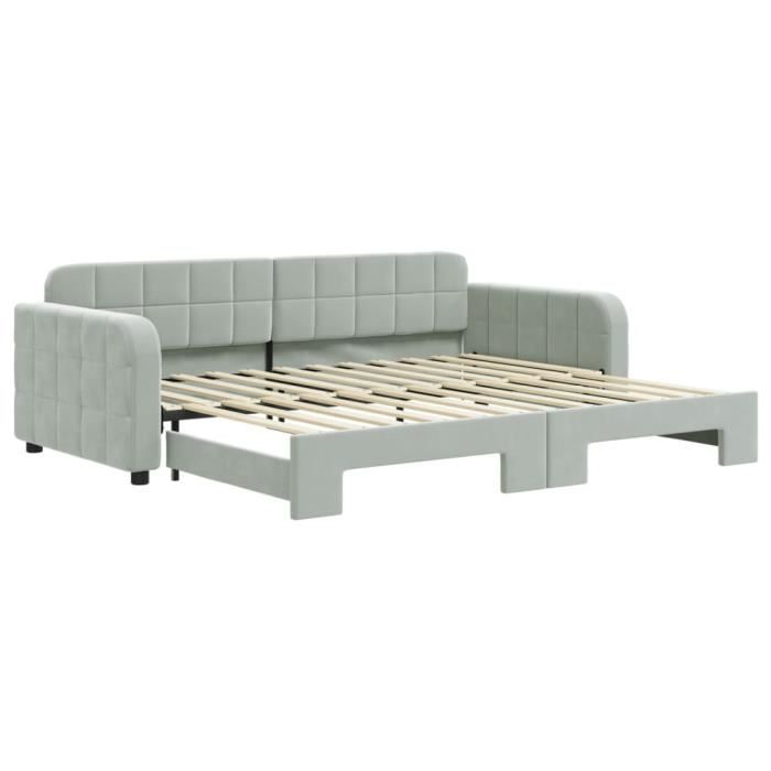 VidaXL Lit de jour avec lit gigogne gris clair 90x200 cm velours 3196929
