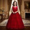 Děti 4-14 let Dívky Svatební Květinové šaty Elegantní Princezna Party Slavnostní šaty Bez rukávů Krajkový Tyl Dlouhé šaty