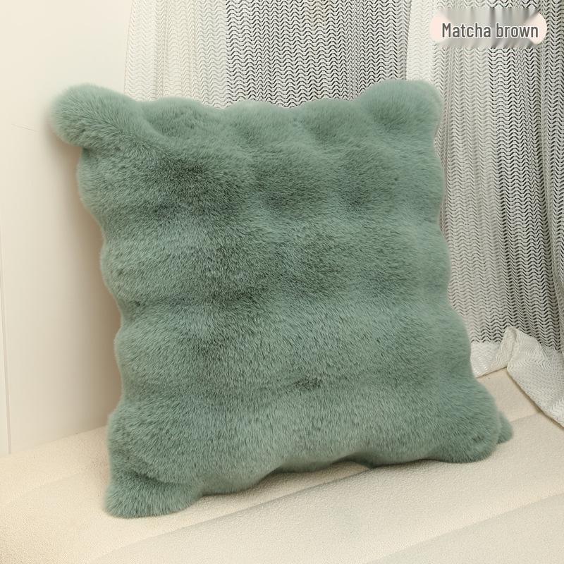 Simple Solid Color Faux Rabbit Fur Pillowcase - Soft Cushion Cover for Home/Sofa/Bedside (No Pillow Insert)