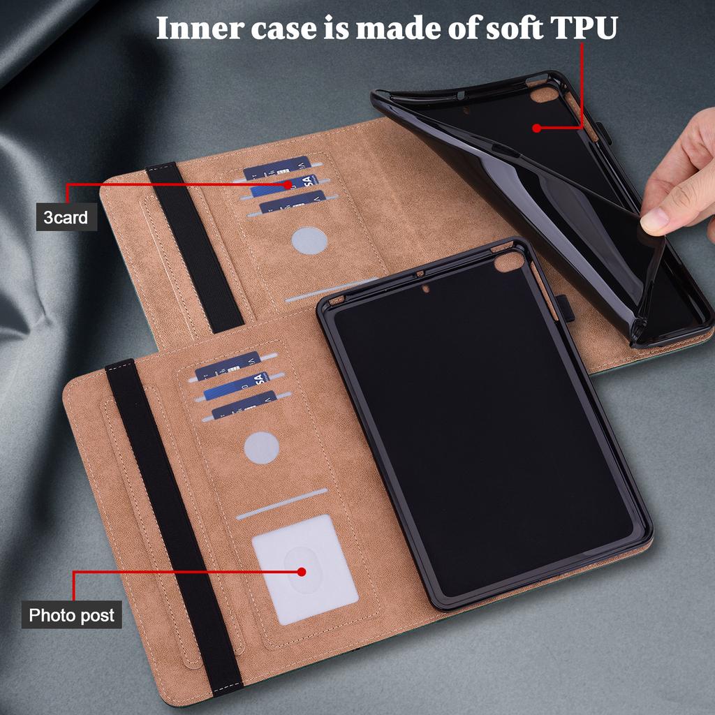 Suitable for iPad 10 2026 leather case Air4 retro matte striped card holder leather case Pro12.9 inch