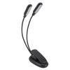 LED Desk Lamp Double Headed USB Rechargeable Clip Table Lamp for Dormitory Reading Piano Music Score Black
