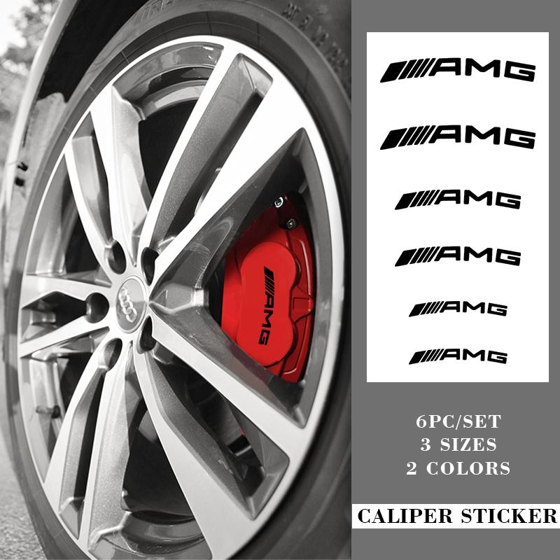 6pcs/set Caliper Car Sticker Wheel Hub For Mercedes Benz Amg W203 W204 W205 W211 W463 W210 W212 W213 W218 W176 W218 Decoration MLC3
