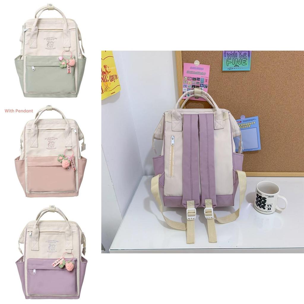 Nylon Lightweight Waterproof Trendy Backpack Colorful Letter Pattern For Girls