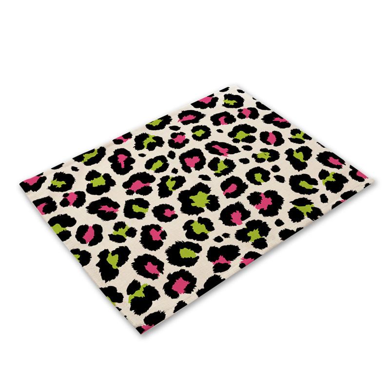 Anti-scalding Table Mats Leopard Print Linen Placemats For Kitchen Table Cup Coasters Placemat For Dining Table