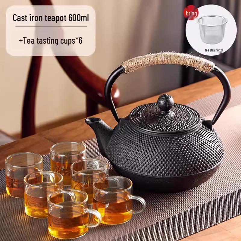 Handmade Uncoated Cast Iron Japanese Tea Pot - Retro Style Hearth Kettle for Brewing and Boiling Water