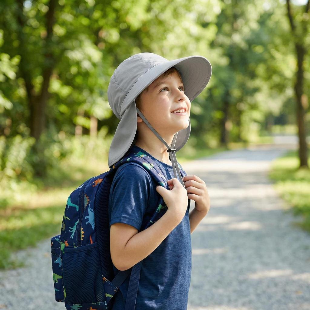 Children's UV Protection Baseball Cap with Neck and Face Shield - Summer Hat for Boys and Girls