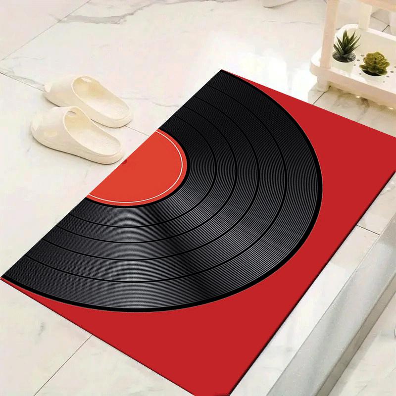 

1pc Nice black vinyl Pattern Area Rug, Anti slip Non Shedding Stain Resistant Carpet 60cm by 90cm