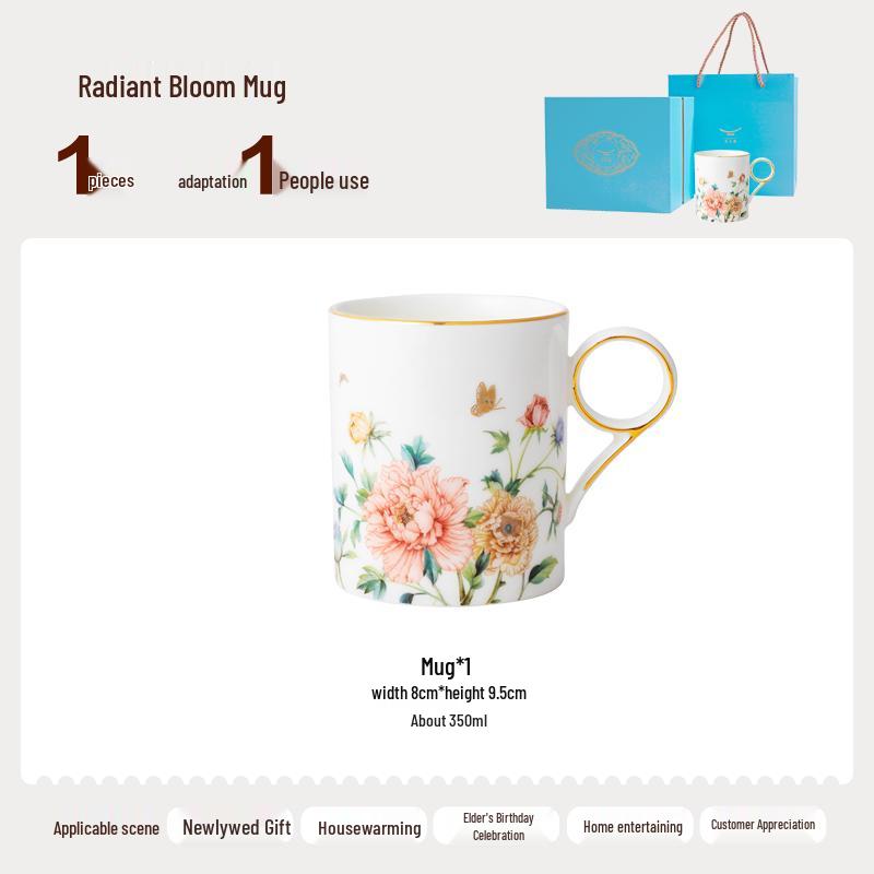 Auratic Fenghua Blossom Ceramic Mug, 350ml