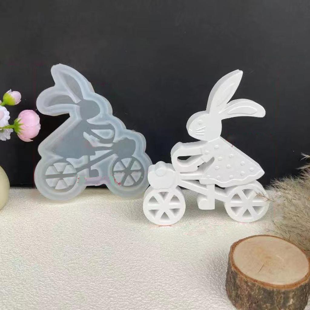Cycling Rabbit Candle Molds Rabbit Silicone Mould Handmade Resin Molds Baking Molds DIY Casting Molds Home Decorations