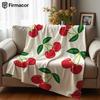 Cherry Print Lightweight Microfiber Soft Christmas Fleece Blanket Warm Cozy Throw for Bed Sofa Office Travel All Season