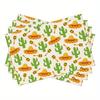 Set of 4 Desert-themed Placemats with Cactus and Cloak Designs, Suitable for Home Dining Table Use. The Background Color