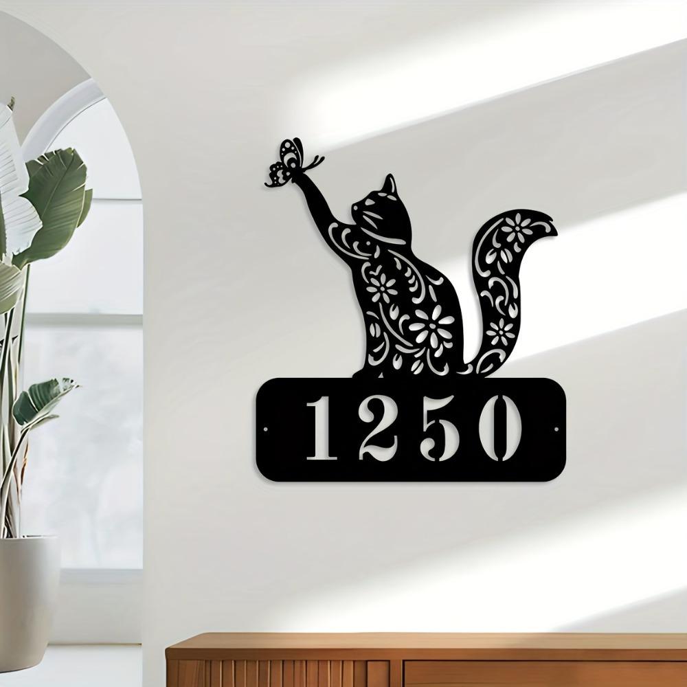 Metal Cat Wall Art Personalized Family Name Sign Home Decor Gift