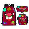 Hip Hop Popular Funny Geometry Dash 3D Print 3pcs/Set pupil School Bags Laptop Daypack Backpack Crossbody Lunch bag Pencil Case