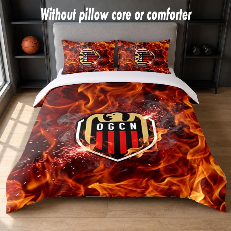 OGC Nice FC Design Bed Bedding Set 1 Duvet Cover + 2 Pillowcases Soft Breathable Household Bed Linens