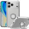 Coque de Téléphone - BOOLING - pour iPhone 17 Pro Max - Antichoc Transparent avec Anneau Argenté Rotatif