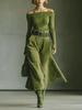 Available: 2025 New Style One-Shoulder Long-Sleeved Fitted Top & High-Waisted Skirt with Belt