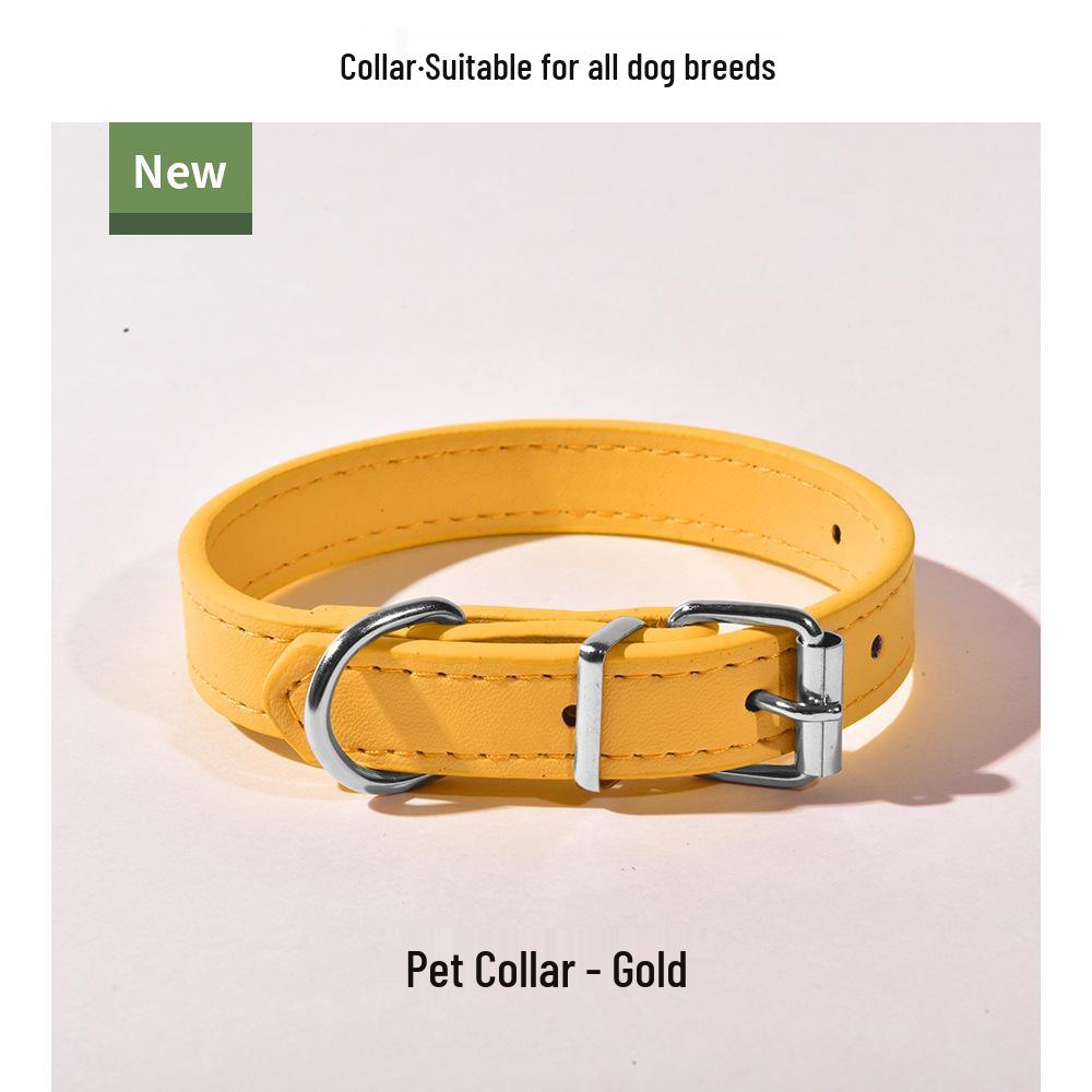 PU Leather Dog & Cat Collar for Small/Medium Breeds - Outdoor Walking Accessory