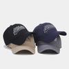 American Retro Letter Embroidered Peaked Cap for Women with Wide Head Circumference and Small Face, Solid Color Soft Top Sunshade Baseball Cap Tide