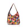 Leather Women'S Bags Trendy Geometric Patterns Contrasting Colors Long Tote Bags Shoulder Bags