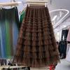 Fairy Embroidered Mesh High-Waist Fluffy Midi Skirt