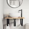 Wall Mounted Washbasin Shelf Steel and Acacia Wood