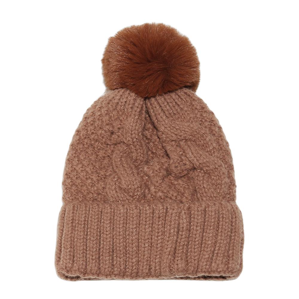 

Лыжные шапки Детские зимние теплые зимние шапки Утепленные флисовые шапки-пуловеры Однотонные шапки-бини Косы крупной вязки Женские M（56-58cm） коричневый