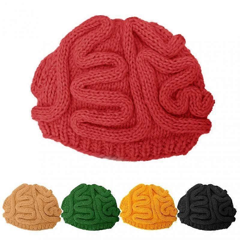 Brain Elastic Hat Fashion Funny Halloween Party Hand Knitted Personality Brain Hat Kids Adults Crochet