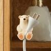 Suporte de Escova de Dentes Adorável de Urso Polar Montado na Parede com Ventosa Criativo com Tira de Couro sem Perfuração Armazenamento de Plugue de Máscara