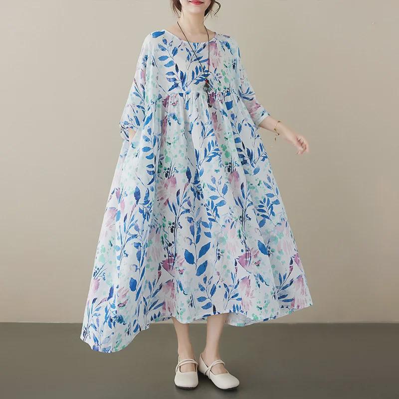 2023 Summer Pastoral Flowy Fairy Plus Size Women's Short Sleeve Dress