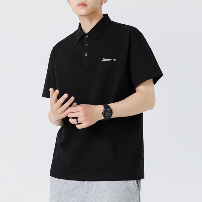 Heavy Polo Shirt Short-sleeved Men's Summer New American Lapel T-shirt Mercerized Cotton Top