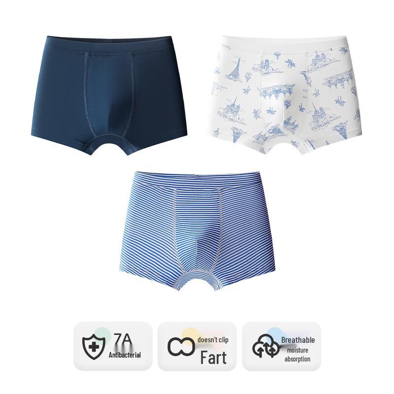 Boys Pure Cotton Antibacterial Boxer Briefs 3-Pack 130