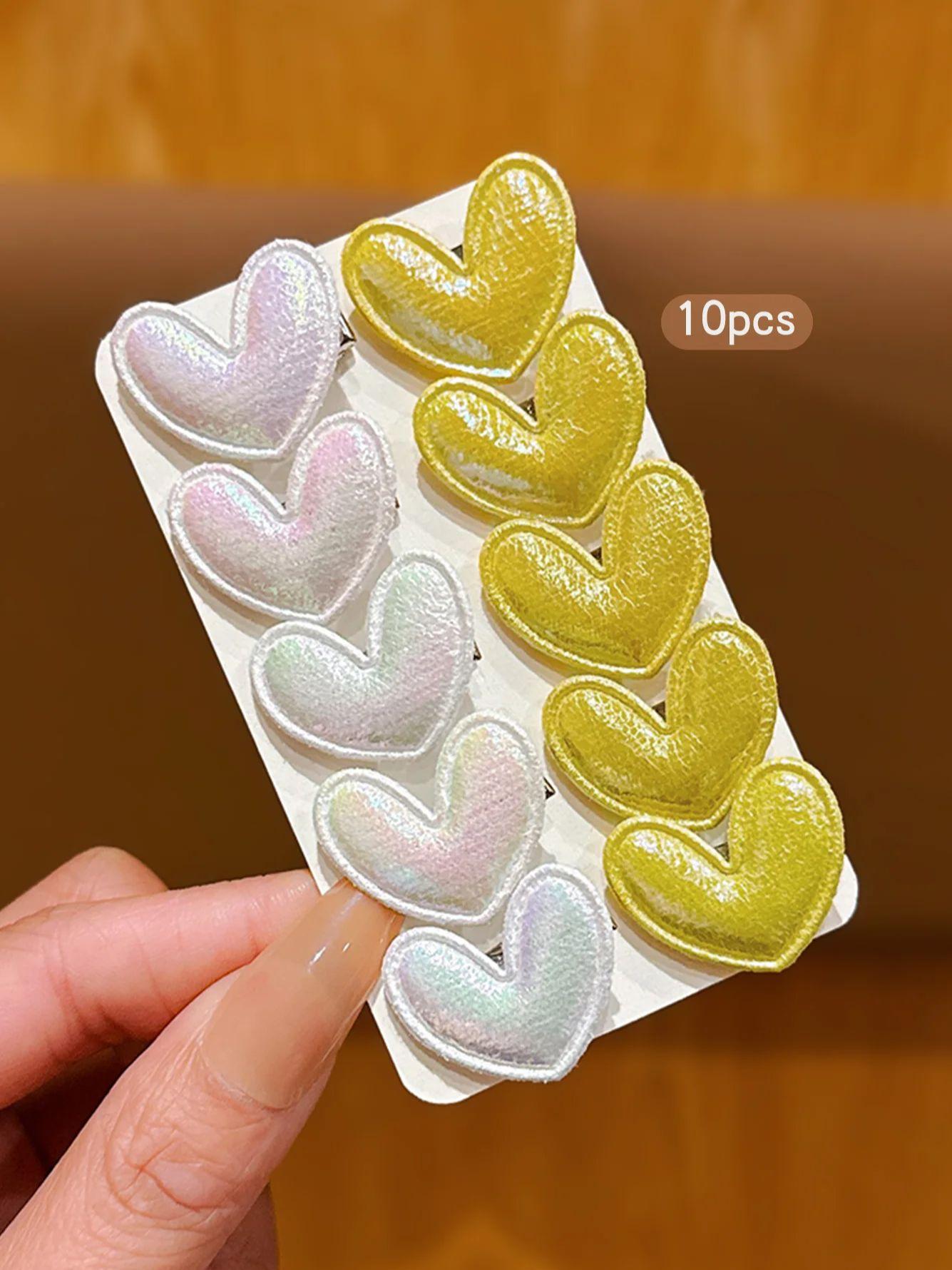 

10 cute small heart-shaped hair clips with simple hair accessories Size fits all