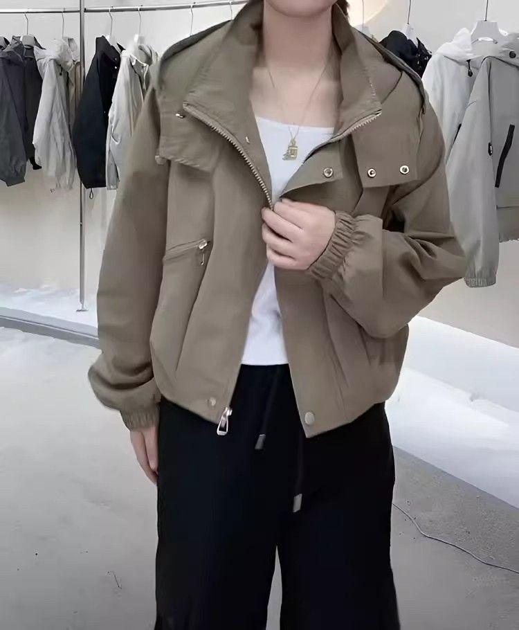 Stilvolle Damen-Kapuzen-Windbreaker-Jacke - Herbst 2025 Lockerer Schnitt Arbeitskleidungs-Stil für zierliche Größen