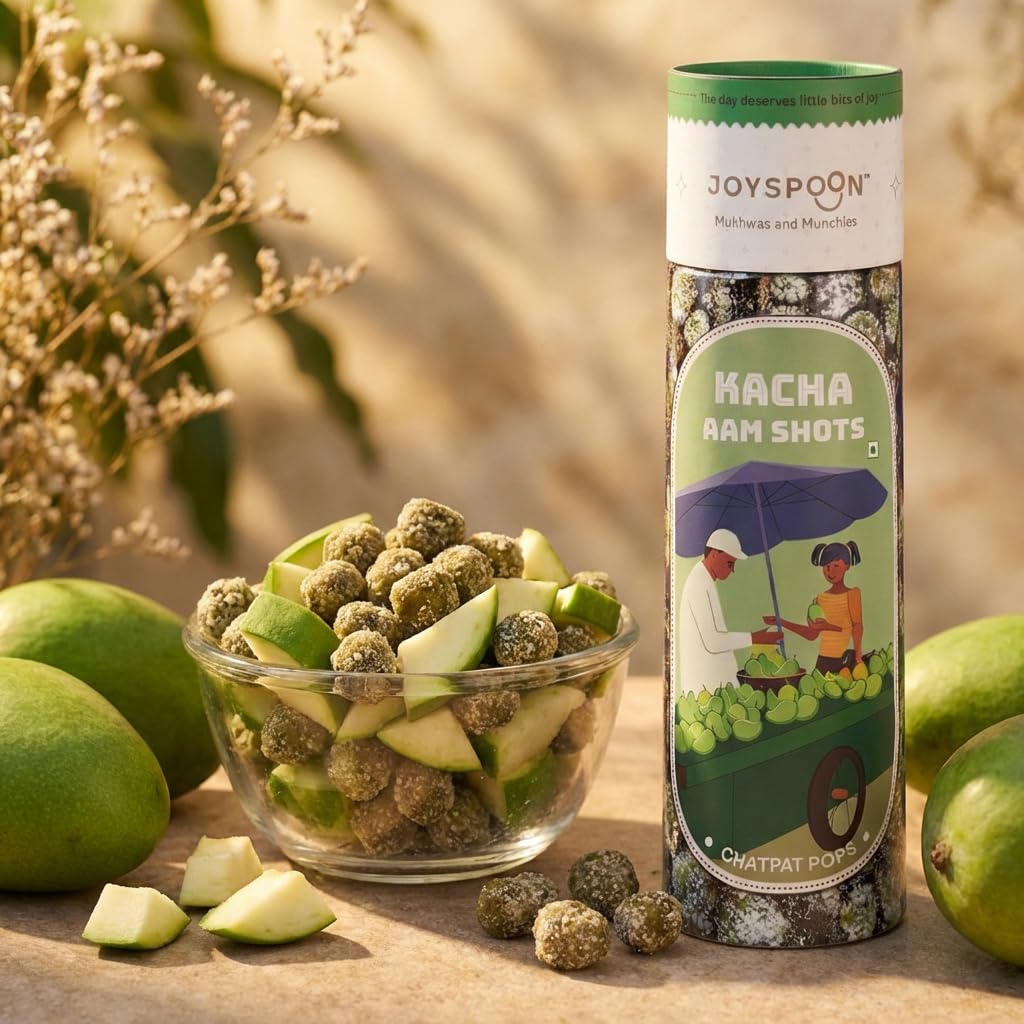 Joyspoon Kacha Aam Shots | After Meal Mukhwas Mouth Fresheners With Kaccha Aam & Mango Bite Candy Taste | No Artificial Colour | 300g
