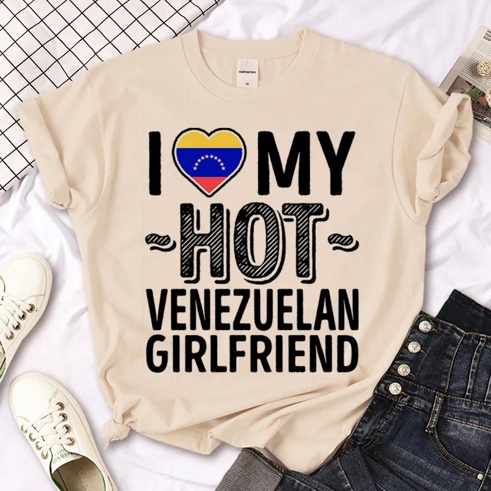Venezuela T-Shirt für Damen lässiges T-Shirt mit Anime-Comic-Grafik lustige japanische Kleidung mit femininer Grafik