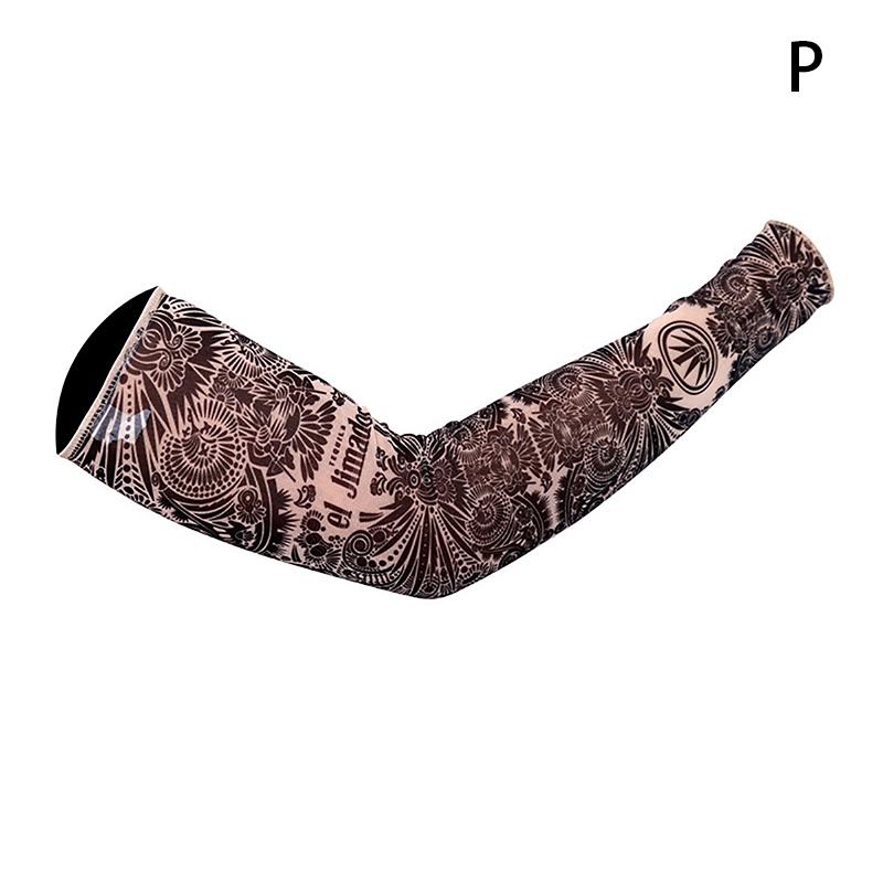 Long Fake Summer Tattoo Sleeves Sun Protection Cover Outdoor Gloves Driving Ice Silk Arm Sleeves