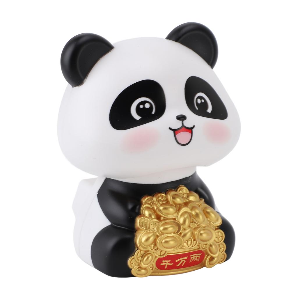 Ornamento Statua Panda a Energia Solare per Fortuna e Prosperità Panda Oscillante Solare Statuetta Animale per Cruscotto Auto