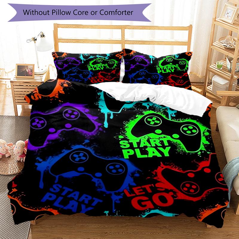 3pcs Game Controller Bedding Set Duvet Cover Closure Includes 1 Duvet Cover & 2 Pillowcases, Soft and Comfortable for All Seasons.