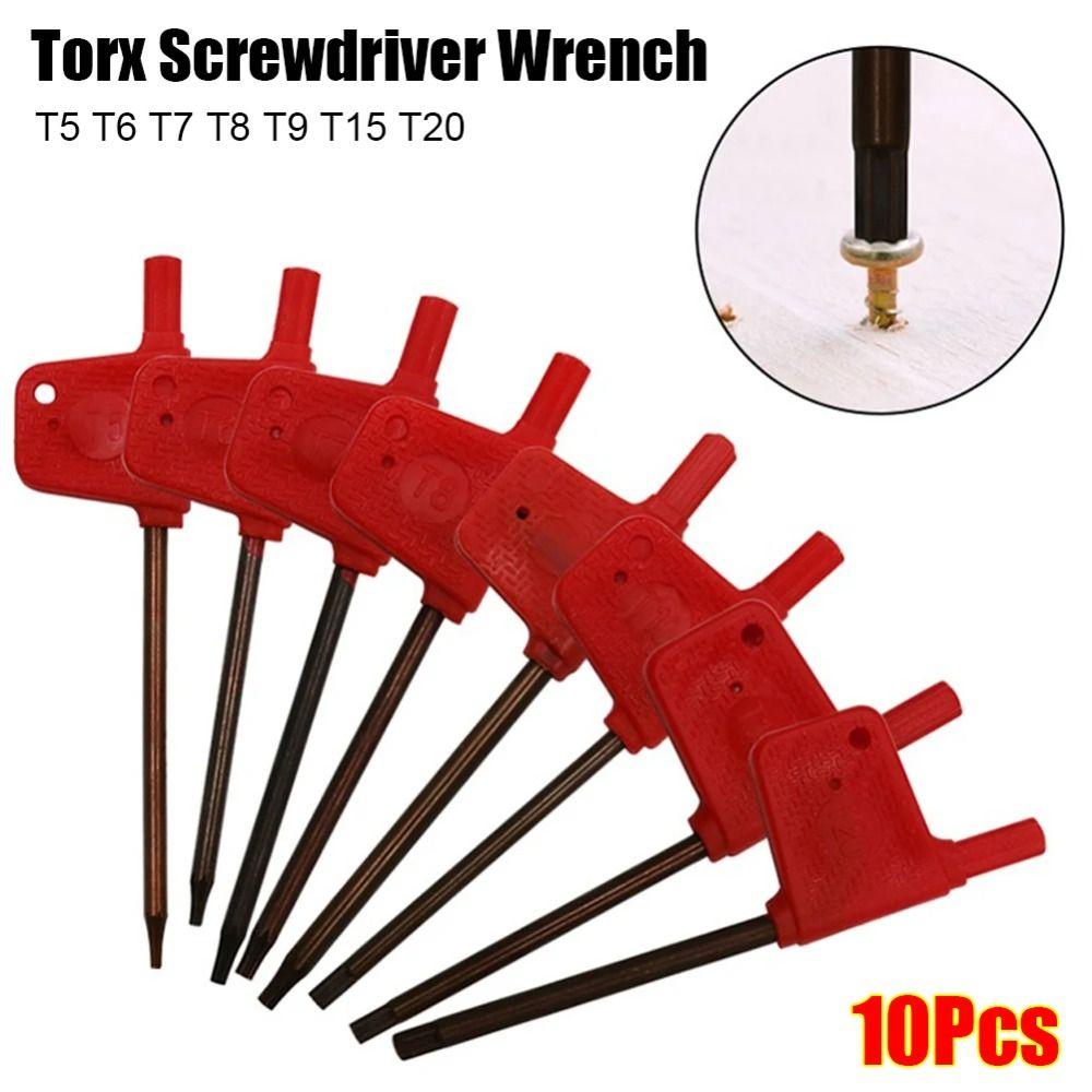 10 Stück Pflaumenförmiger Torx-Schraubendreher-Schlüssel T5 T6 T7 T8 T9 T15 T20 T-Schlüssel Neuer Torx-Schraubenschlüssel