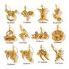 2 Pcs 304 Stainless Steel Charms Zodiac Constellation Micro Pave Clear Rhinestone 18K Gold Plated Pendants For DIY Necklace