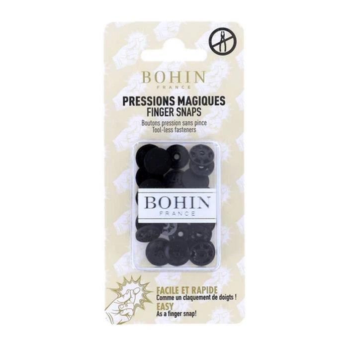 Bouton pression magique - BOHIN - 13mm - Plastique - Couleur: Noir - Expédié de France