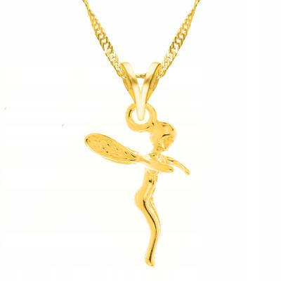Gold Necklace With Forest Fairy Elf Elfka Sorceress Witch Silver 925